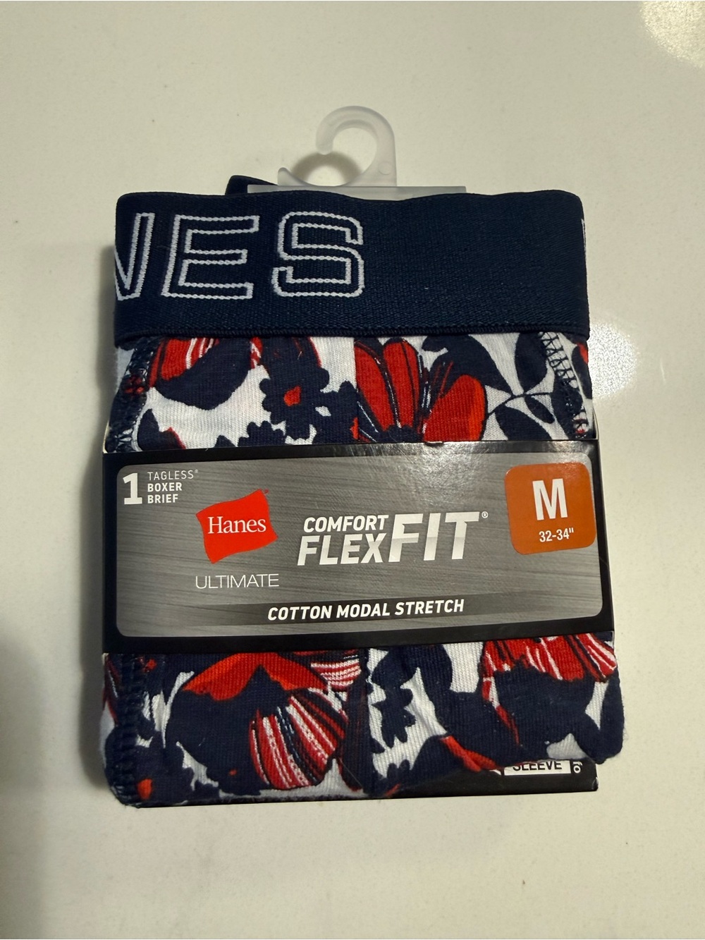 Hanes ComfortFlexFit Men’s Floral Boxer Briefs - Navy & Red